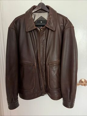Consensus Outerwear Men’s Brown Leather Zip Jacket
